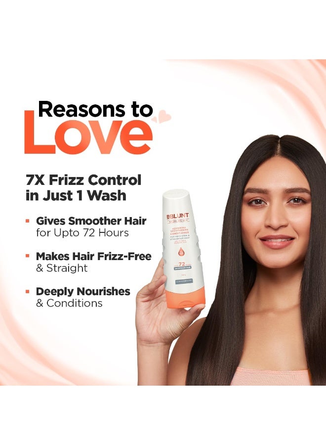 BBLUNT Advanced Smoothening Conditioner With Keratin & Hyaluronic Acid - 250 Grams | Makes Hair Frizz-Free & Straighter | Deeply Nourishes | Adds Spectacular Shine - Image 2
